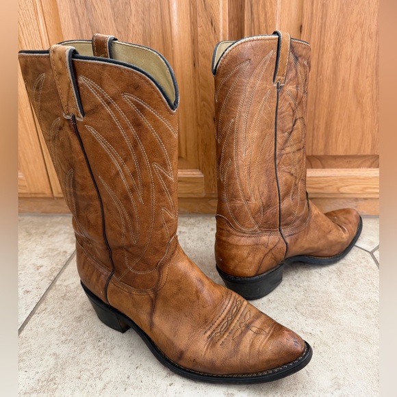 Wrangler Other - Wrangler Men’s Brown Leather Western Cowboy Boots, Size 11D